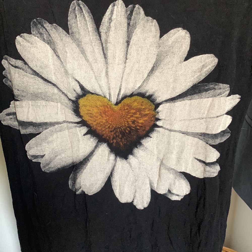 Vintage Midi black dress with beautiful sun flower S preowned - Picture 3 of 4